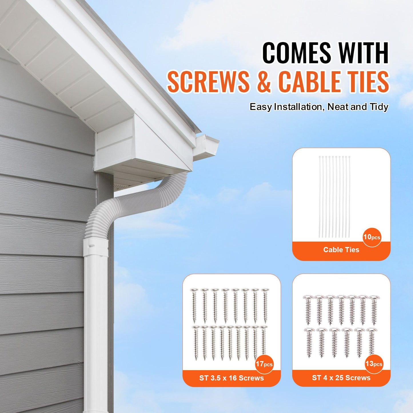 Mini Split Line Set Cover 3-inch W 17.6Ft L, PVC Decorative Pipe Line Cover For Air Conditioner with 4 Straight Ducts & Full Components Easy to Install, Paintable for Heat Pumps, White