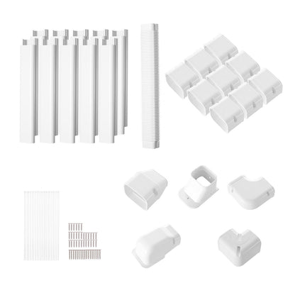 Mini Split Line Set Abdeckung 76,2 mm B 5400 mm L, dekorative PVC-Rohrleitungsabdeckung für Klimaanlagen mit 10 geraden Kanälen und kompletten Komponenten. Einfach zu installieren, überstreichbar für Wärmepumpen, weiß