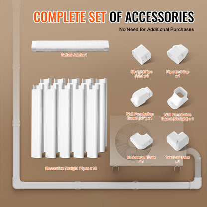 Mini Split Line Set Cover 3-inch W 17.7Ft L, PVC Decorative Pipe Line Cover For Air Conditioner with 10 Straight Ducts & Full Components Easy to Install, Paintable for Heat Pumps, White