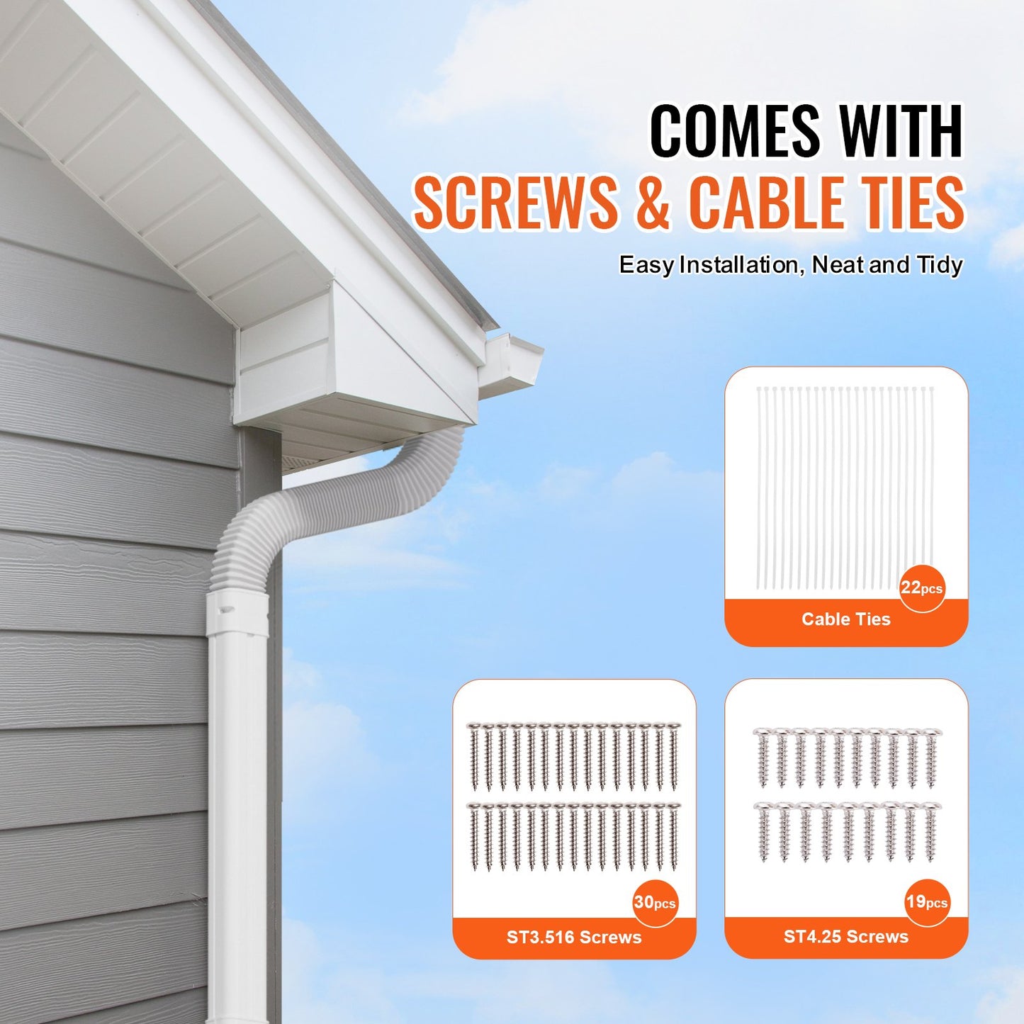 Mini Split Line Set Cover 3-inch W 17.7Ft L, PVC Decorative Pipe Line Cover For Air Conditioner with 10 Straight Ducts & Full Components Easy to Install, Paintable for Heat Pumps, White