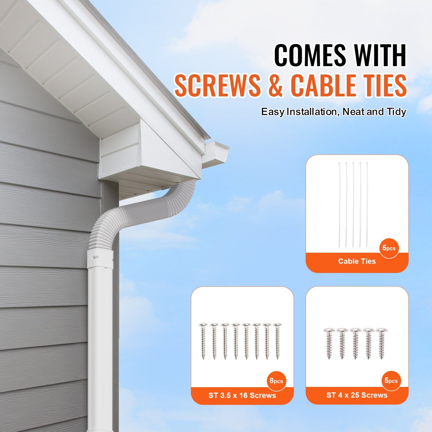 Mini Split Line Set Cover 3-inch W 7.4Ft L, PVC Decorative Pipe Line Cover For Air Conditioner with 2 Straight Ducts & Full Components Easy to Install, Paintable for Heat Pumps, White