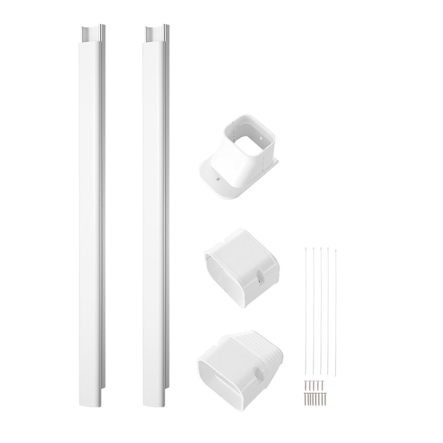 Mini Split Line Set Abdeckung 76,2 mm B 2270 mm L, dekorative PVC-Rohrleitungsabdeckung für Klimaanlagen mit 2 geraden Kanälen und kompletten Komponenten. Einfach zu installieren, überstreichbar für Wärmepumpen, weiß