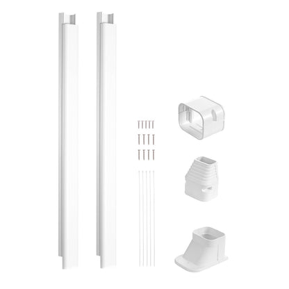 Mini Split Line Set Abdeckung 76,2 mm B 2270 mm L, dekorative PVC-Rohrleitungsabdeckung für Klimaanlagen mit 2 geraden Kanälen und kompletten Komponenten. Einfach zu installieren, überstreichbar für Wärmepumpen, weiß