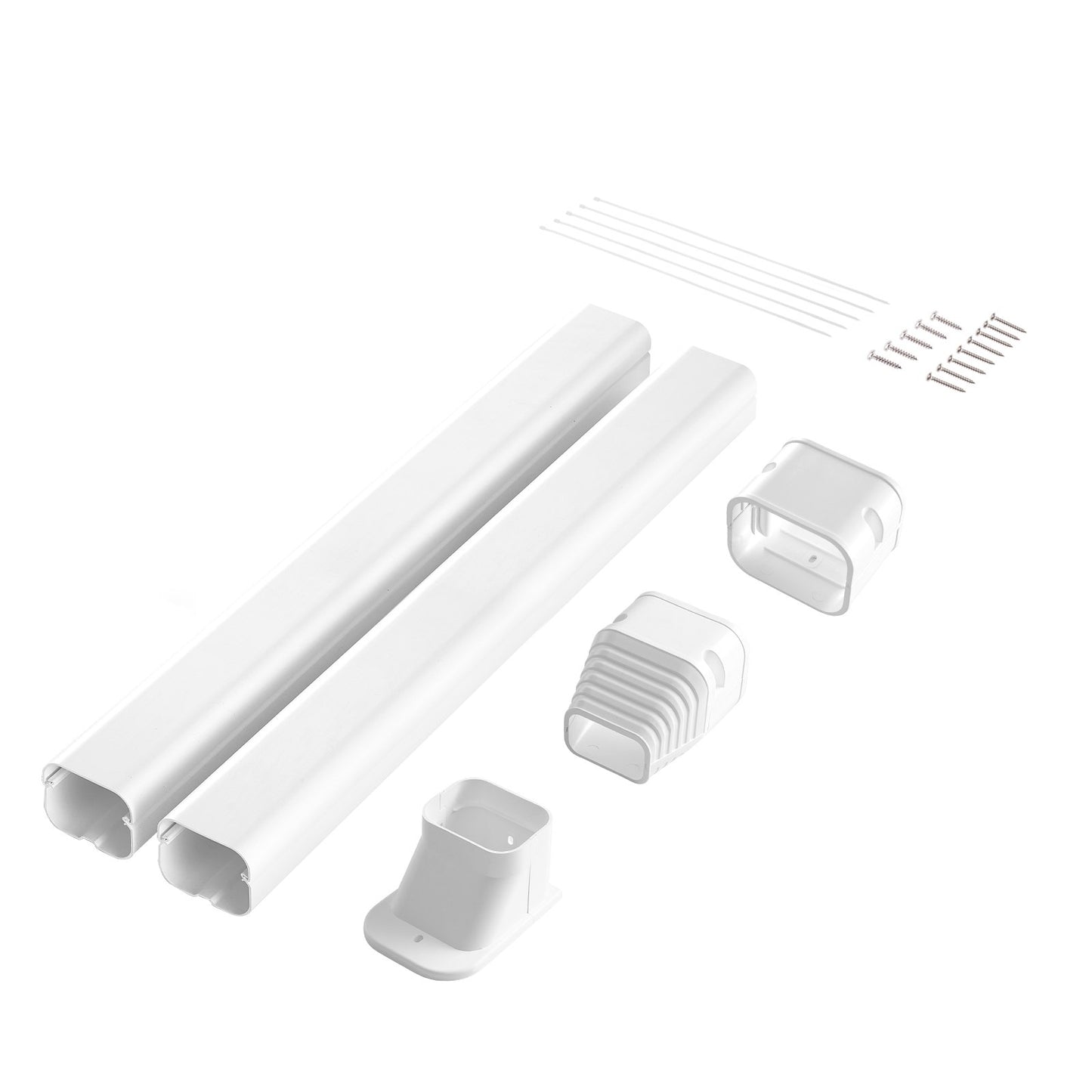 Mini Split Line Set Abdeckung 76,2 mm B 2270 mm L, dekorative PVC-Rohrleitungsabdeckung für Klimaanlagen mit 2 geraden Kanälen und kompletten Komponenten. Einfach zu installieren, überstreichbar für Wärmepumpen, weiß