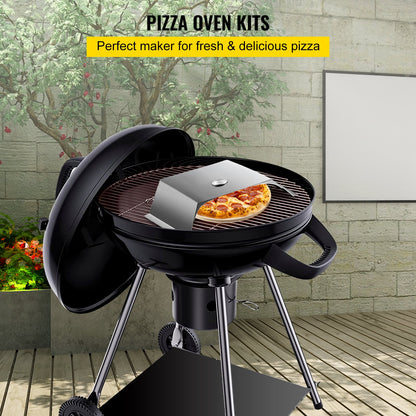 Pizzaofen-Set, Grill-Pizzaofen aus Edelstahl, Pizza-Set für die meisten 55,9 cm großen Holzkohlegrills, Grill-Pizzaofen-Set inkl. Pizzakammer, rundem Pizzastein (33 cm), 25,4 x 29,9 cm Pizzaschaufel