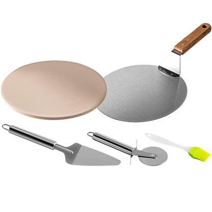 Pizzaofen-Set, Grill-Pizzaofen aus Edelstahl, Pizza-Set für die meisten 55,9 cm großen Holzkohlegrills, Grill-Pizzaofen-Set inkl. Pizzakammer, rundem Pizzastein (33 cm), 25,4 x 29,9 cm Pizzaschaufel