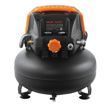 6 Gallon Air Compressor, 1.7HP 2.3CFM @ 90PSI Portable Pancake Air Compressor & 150PSI Max Working Pressure, Oil-Free Compressor Tank for Tire Inflation, Spray Painting, Woodwork Nailing, 120V