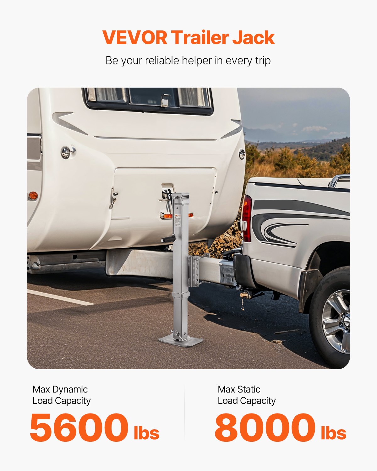 Trailer Jack Bolt-on Trailer Tongue Jack 8000 lbs Statisk belastning 28,5" färdväg