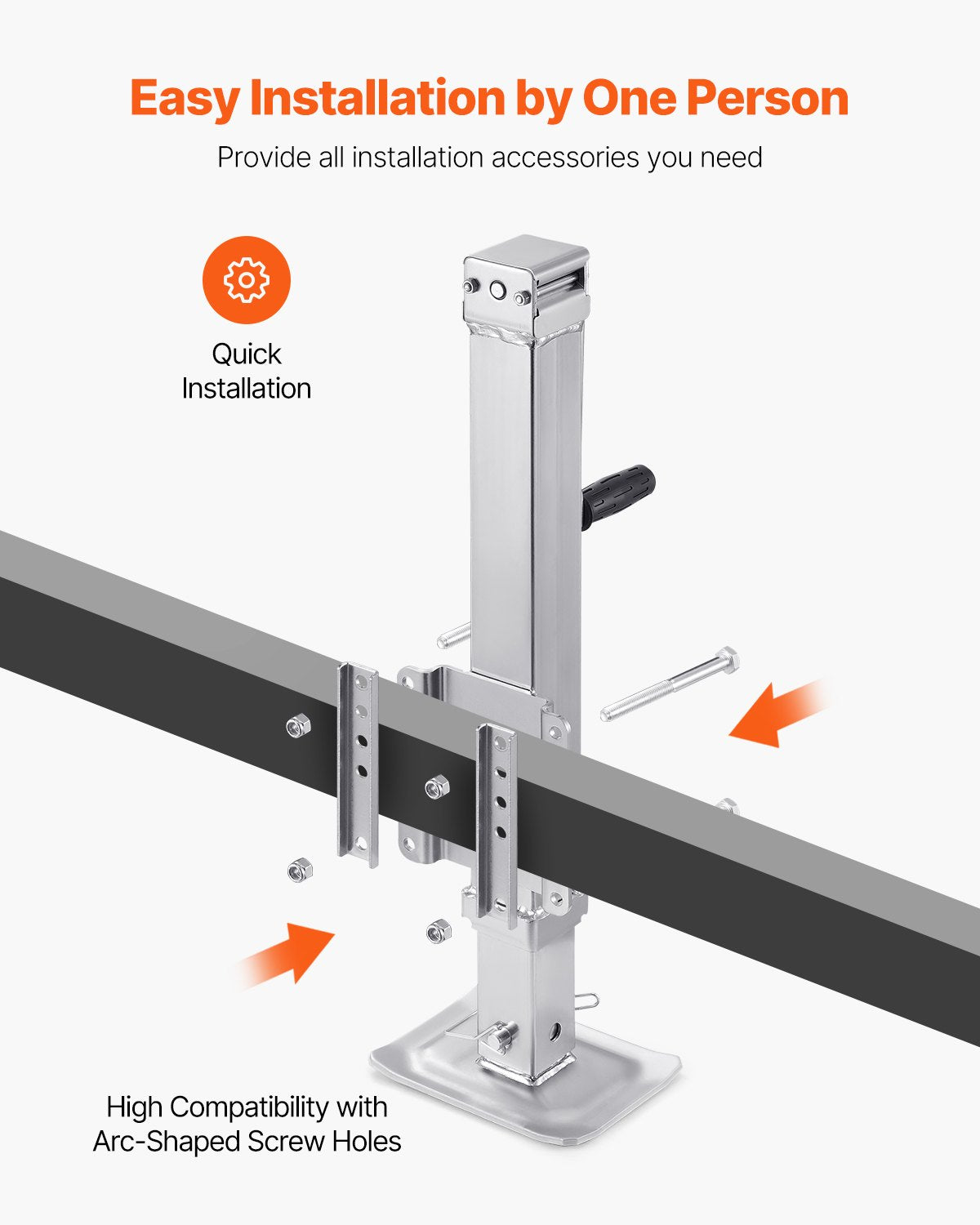 Trailer Jack Bolt-on Trailer Tongue Jack 8000 lbs Statisk belastning 28,5" färdväg