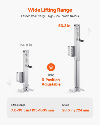 Trailer Jack Bolt-on Trailer Tongue Jack 8000 lbs Statisk belastning 28,5" färdväg