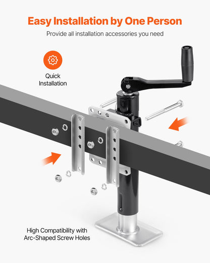 Trailer Jack, 2000 lbs Dynamic Load Capacity, Heavy Duty Swivel Bolt-on Trailer Jack, 10" Lift Trailer Jack Stand with Handle for RV Trailer, Horse Trailer, Utility Trailer, and Yacht Trailer