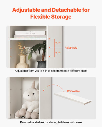 8 Tiers Narrow Bookshelf, 71 in Wooden Tall Open Bookcase with Height-Adjustable Shelf, Freestanding Display Storage Floor Bookcase Bookshelf for Library, Bedroom, Living Room, Office, White