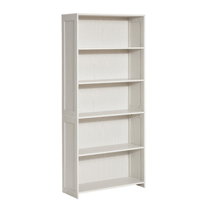 5-stöckiges breites Bücherregal, 172,7 cm, freistehendes offenes Bücherregal aus Holz, weiß