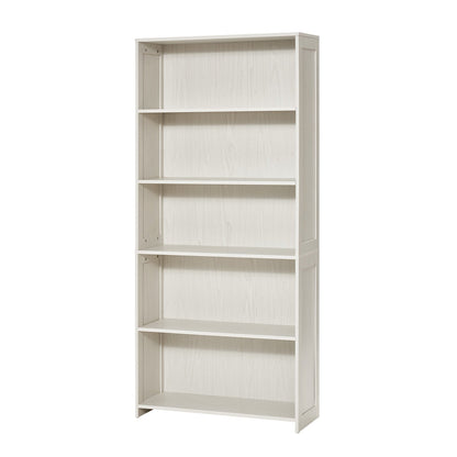 5-stöckiges breites Bücherregal, 172,7 cm, freistehendes offenes Bücherregal aus Holz, weiß