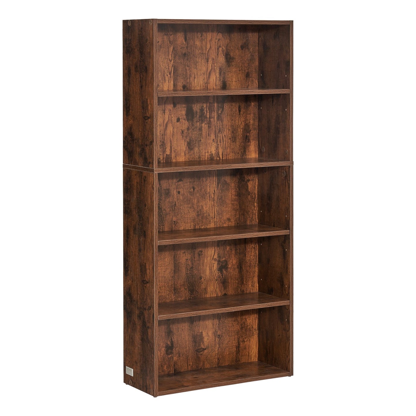 Bücherregal mit 5 Ebenen, schmal, 135,6 cm, offenes Bücherregal aus Holz, verstellbare Regalböden, Braun