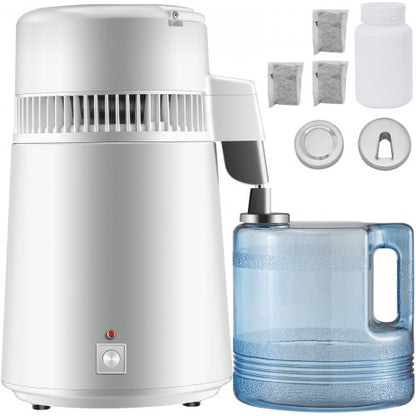 Pure Water Distiller 750W, Purifier Filter Fully Upgraded with Handle 1.1 Gal /4L, BPA Free Container, Perfect for Home Use, White