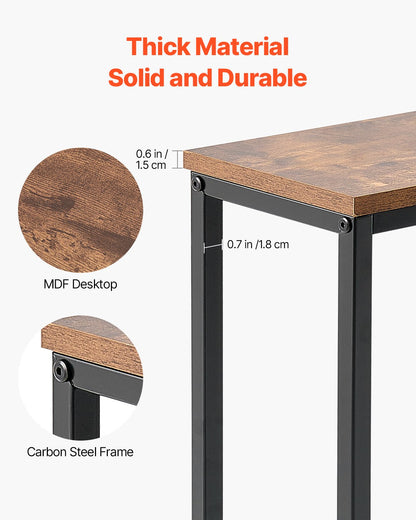 Narrow Console Table, 2 Pack Behind Couch Table with Power Outlets, 1-Tier Long Entryway Table, Narrow Sofa Table with Metal Frame and Charge Station, for Entryway, Hallway, Living Room