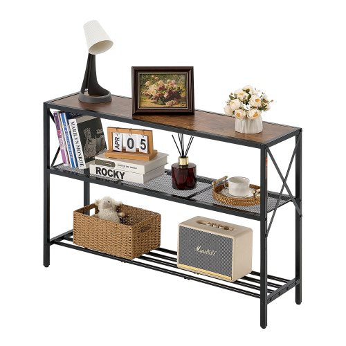 Narrow Console Sofa Table, 41.7 inches Behind Couch Table, 3-Tier Long Entryway Table and Skinny Hallway Table, Narrow Sofa Table with Metal Frame, for Entryway, Hallway, Living Room & Bedroom