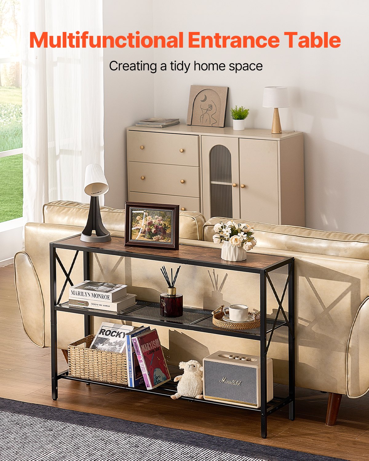 Schmaler Konsolentisch Couchtisch 3-stufig für Eingangsbereich und Wohnzimmer