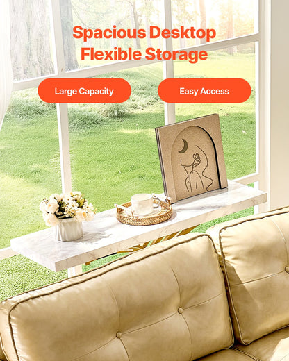 Narrow Console Sofa Table, 39.4 inches Behind Couch Table, 1-Tier Long Entryway Table and Skinny Hallway Table, Narrow Sofa Table with Metal Frame, for Entryway, Hallway, Living Room & Bedroom