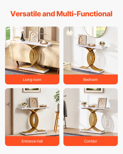 Narrow Console Sofa Table, 39.4 inches Behind Couch Table, 1-Tier Long Entryway Table and Skinny Hallway Table, Narrow Sofa Table with Metal Frame, for Entryway, Hallway, Living Room & Bedroom