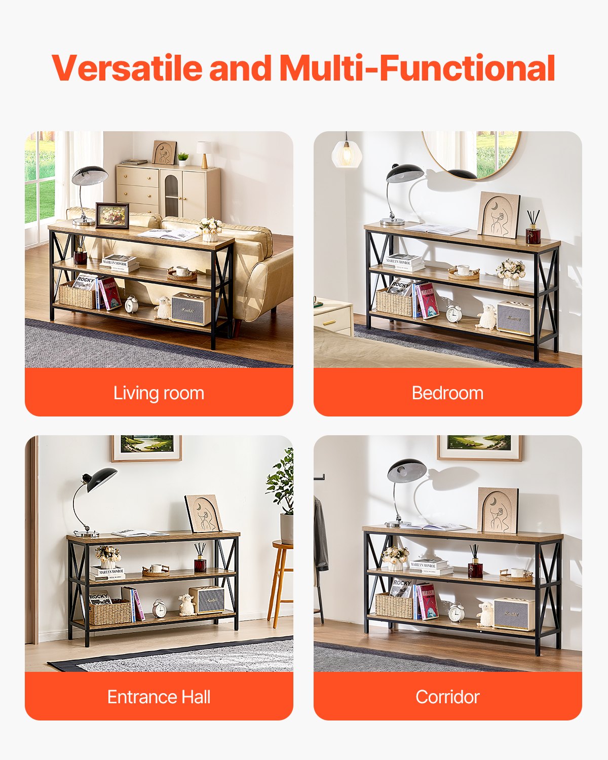 Schmaler Konsolen-Couchtisch, Couchtisch, 55,1 Zoll, für Eingangsbereich und Wohnzimmer