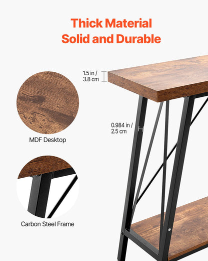 Narrow Console Sofa Table, 70.9 inches Behind Couch Table, 2-Tier Long Entryway Table and Skinny Hallway Table, Narrow Sofa Table with Metal Frame, for Entryway, Hallway, Living Room & Bedroom