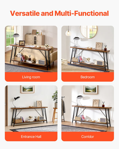 Narrow Console Sofa Table, 70.9 inches Behind Couch Table, 2-Tier Long Entryway Table and Skinny Hallway Table, Narrow Sofa Table with Metal Frame, for Entryway, Hallway, Living Room & Bedroom