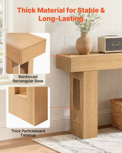 63 in Console Table, Farmhouse Desk Behind the Couch, Wooden Rectangle Entrance Desk, Narrow Long Sofa Table Accent Stand for Hallway, Bedroom, Living Room, Foyer, Easy Assembly, Burlywood