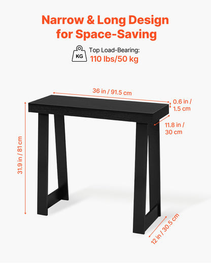 36 in Console Table, Modern Desk Behind the Couch, Wooden Rectangle Entrance Desk, Narrow Long Sofa Table Accent Stand, Ideal for Hallway, Bedroom, Living Room, Foyer, Easy Assembly, Black
