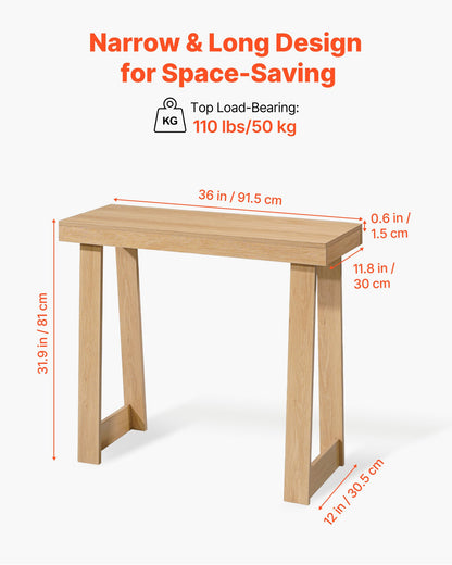 36 in Console Table, Modern Desk Behind the Couch, Wooden Rectangle Entrance Desk, Narrow Long Sofa Table Accent Stand, Ideal for Hallway, Bedroom, Living Room, Foyer, Easy Assembly, Burlywood
