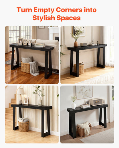 46 in Console Table, Modern Desk Behind the Couch, Wooden Rectangle Entrance Desk, Narrow Long Sofa Table Accent Stand for Hallway, Bedroom, Living Room, Foyer, Easy Assembly, Black