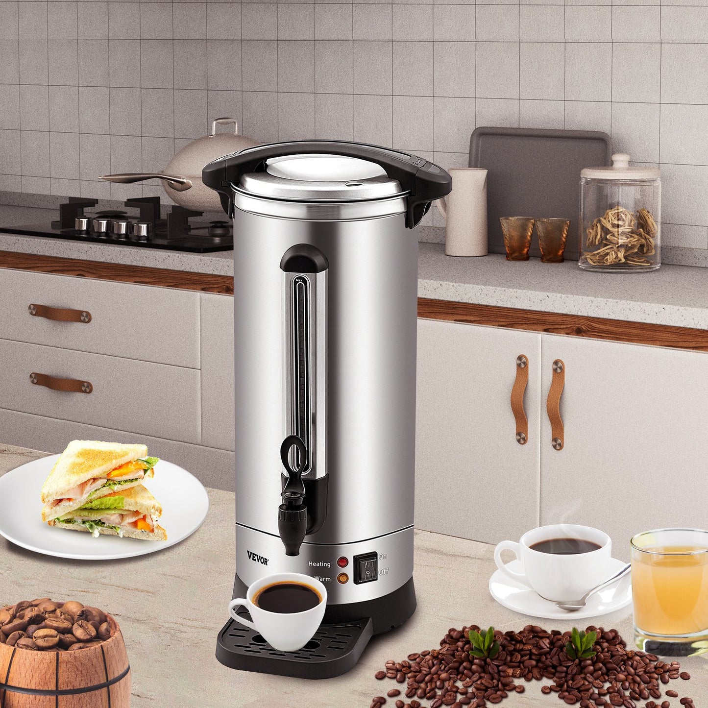 Commercial Coffee Urn 110 Cup Stainless Steel Coffee Dispenser Fast Brew