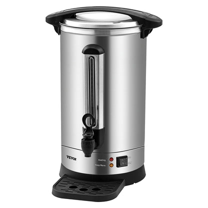 Commercial Coffee Urn, 65 Cups Stainless Steel Large Coffee Dispenser, 1500W 110V Electric Coffee Maker Urn For Quick Brewing, Hot Water Urn with Detachable Power Cord for Easy Cleaning, Silver