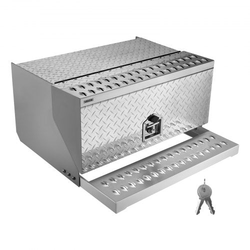Semi-Truck Step Tool Box, 30" x 29.5" x 15.8" Heavy Duty Aluminum Diamond Plate Toolbox, Waterproof Cab Entry Step Storage Box with T-Handle Lock & Keys for Flatbed, Crane, and Semi Trucks