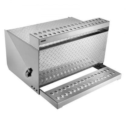 Verktygslåda för lastbilssteg, 790 x 770 x 485 mm Robust verktygslåda i diamantplåt av aluminium, Vattentät förvaringslåda för hyttens stege med stötdämpande spärr för flak, kran och lastbilar |  EU