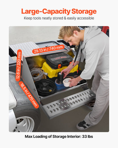Semi-Truck Step Tool Box, 31" x 30" x 19" Heavy Duty Aluminum Diamond Plate Toolbox, Waterproof Cab Entry Step Storage Box with Shock-Absorbing Latch for Flatbed, Crane, and Semi Trucks