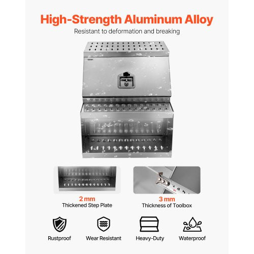 Verktygslåda för lastbilar, 610 x 695 x 645 mm Kraftig verktygslåda i aluminium, sidomonterad, vattentät sidoförvaring, sadellåda med T-handtag och nycklar för lastbilar, släpvagnar med plattbädd |  EU