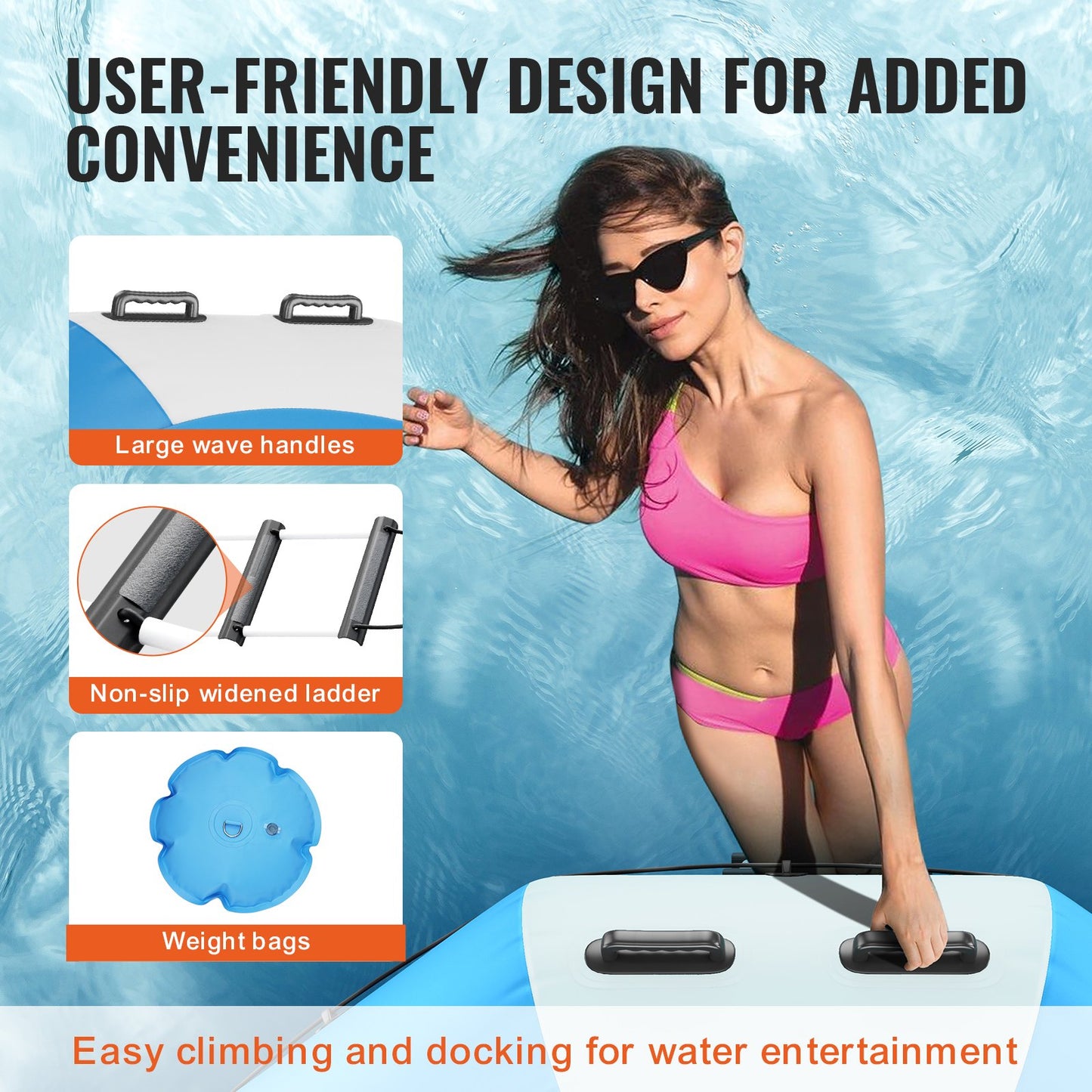 6,5 fot uppblåsbar vattenstudsmatta simplattform studs för Pool Lake Toy