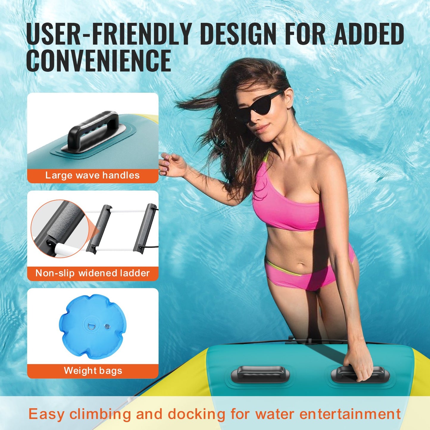 10 fot uppblåsbar vattenstudsmatta simplattform studs för Pool Lake Toy