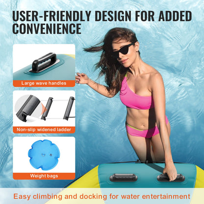 13ft Aufblasbare Wasser Trampolin Schwimmen Plattform Türsteher für Pool See Spielzeug