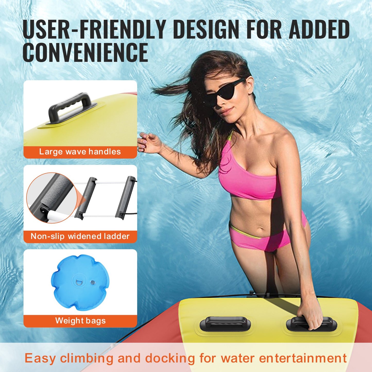 17 Feet Inflatable Water Trampoline Swimming Platform Bouncer for Pool Lake Toy