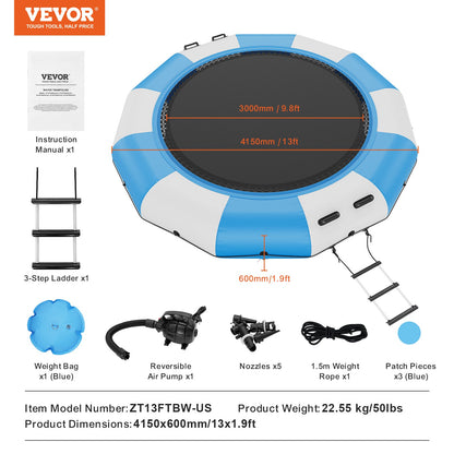 13ft uppblåsbar vattenstudsmatta simplattform studs för Pool Lake Toy