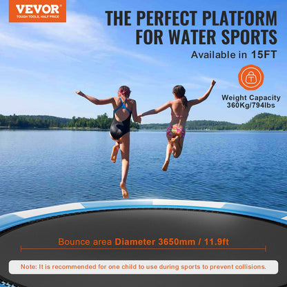 15ft Aufblasbare Wasser Trampolin Schwimmen Plattform Türsteher für Pool See Spielzeug