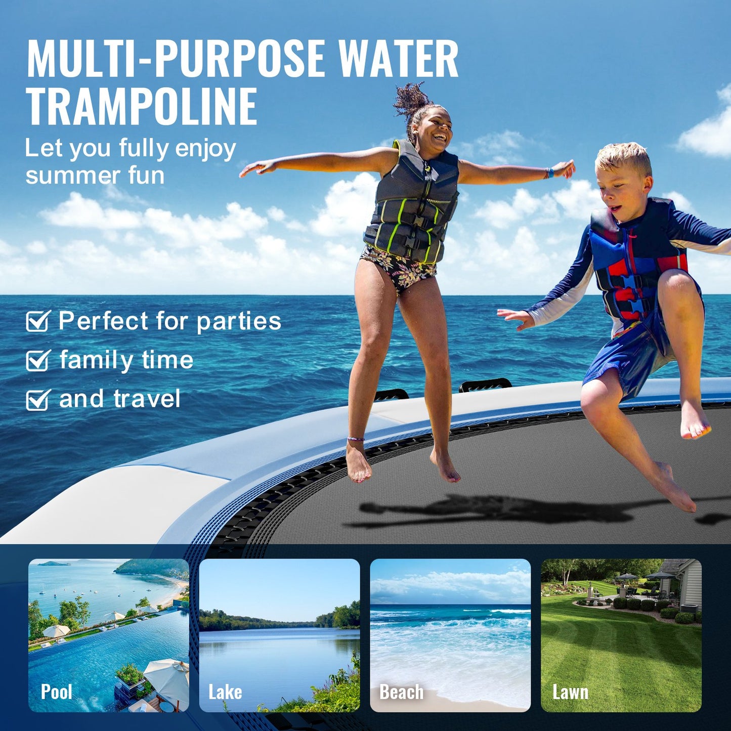 15ft Aufblasbare Wasser Trampolin Schwimmen Plattform Türsteher für Pool See Spielzeug