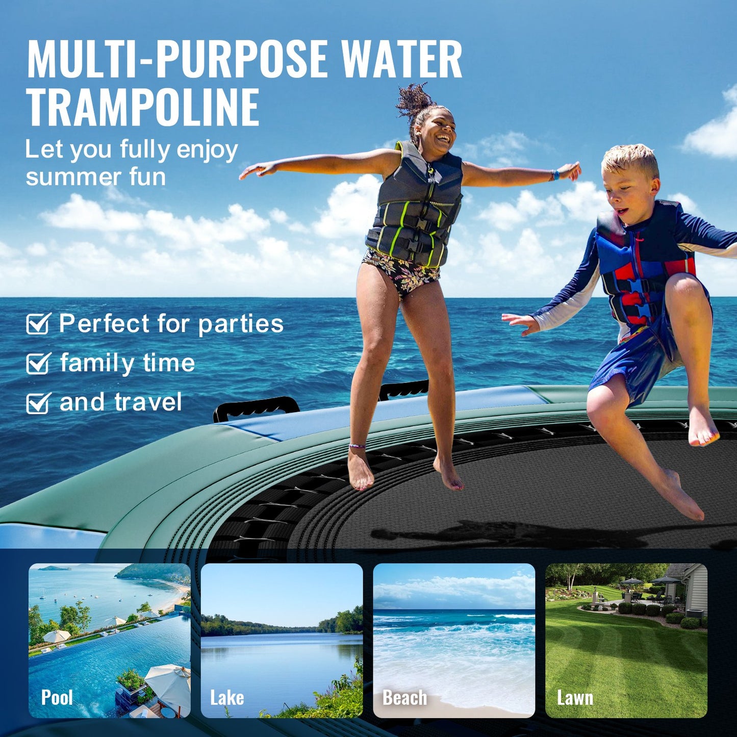 10ft Aufblasbare Wasser Trampolin Schwimmen Plattform Türsteher für Pool See Spielzeug