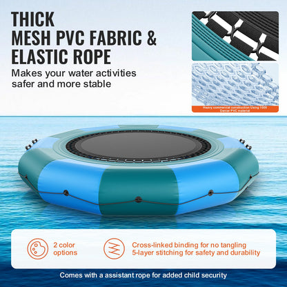 12ft Aufblasbare Wasser Trampolin Schwimmen Plattform Türsteher für Pool See Spielzeug