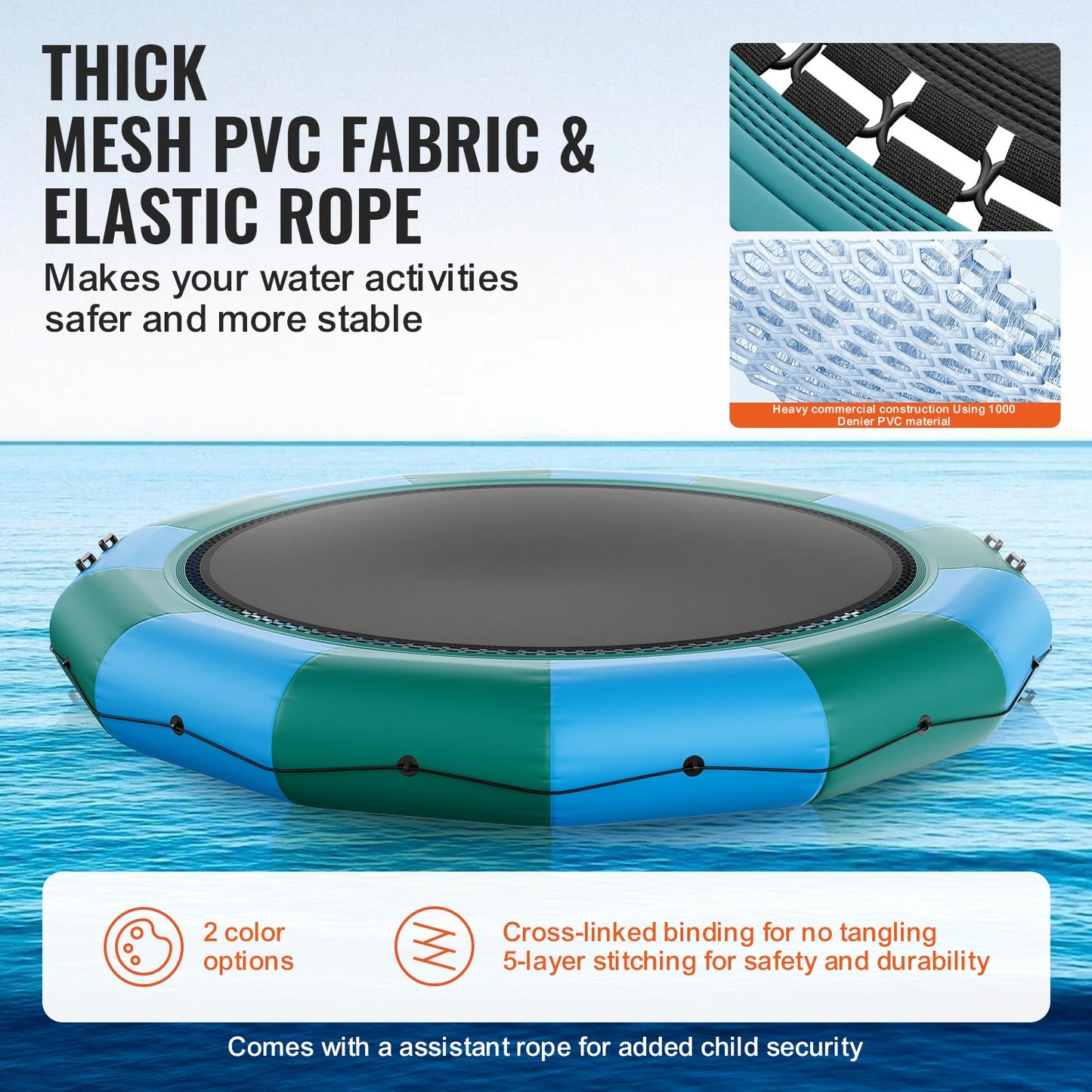 15ft Aufblasbare Wasser Trampolin Schwimmen Plattform Türsteher für Pool See Spielzeug