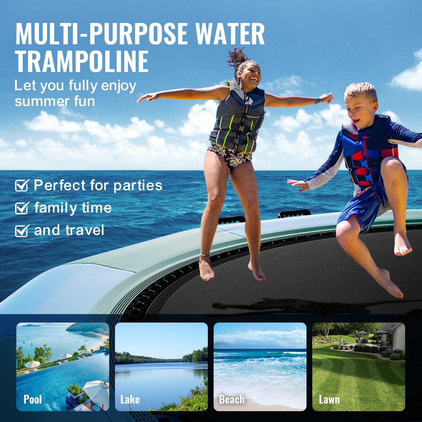 15ft Aufblasbare Wasser Trampolin Schwimmen Plattform Türsteher für Pool See Spielzeug