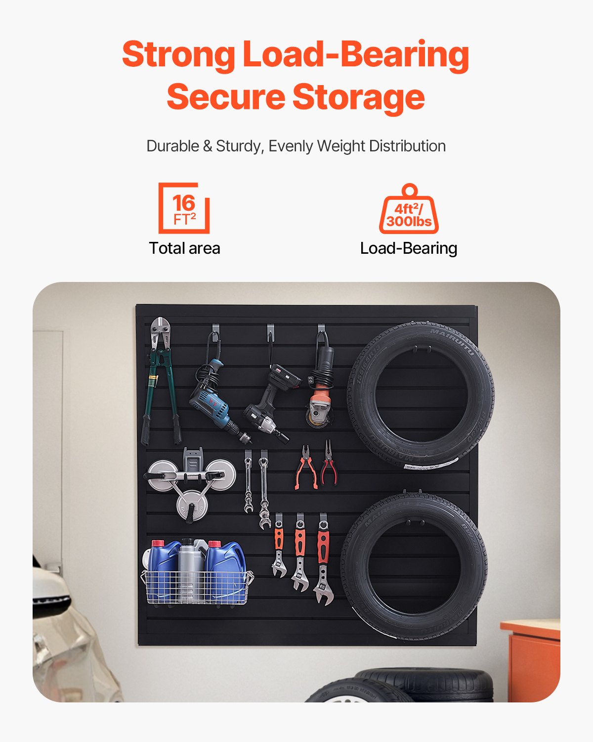 4 x 4 Fuß Lamellenwandpaneel PVC Schwarz Garage Lamellenwand mit modularem Design